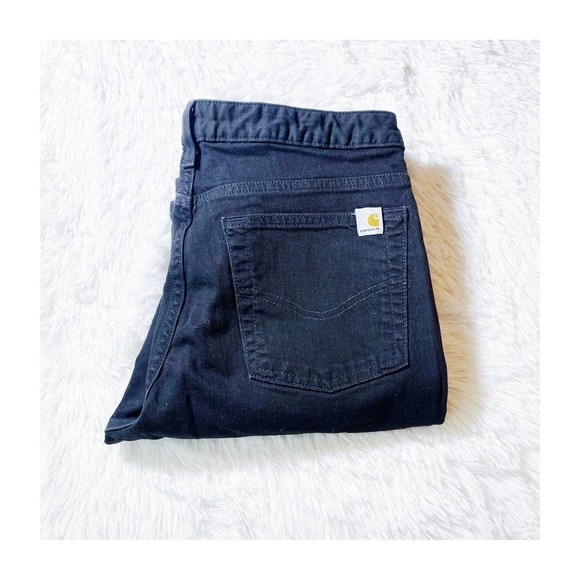 Carhartt Black Flare Denim Jeans Original Fit W8041 BLK SZ 8 x 32 - Picture 1 of 5